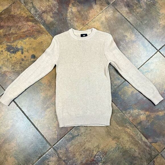 H&M Tan Beige Knit Crew Neck Tunic Sweater S - Picture 3 of 11